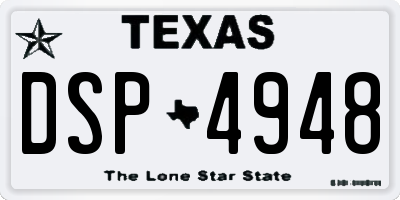 TX license plate DSP4948