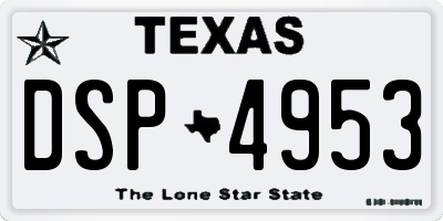 TX license plate DSP4953
