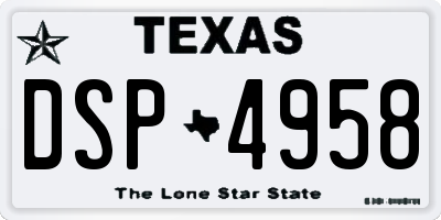 TX license plate DSP4958