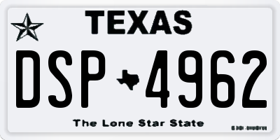 TX license plate DSP4962