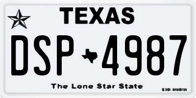 TX license plate DSP4987