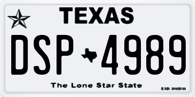 TX license plate DSP4989