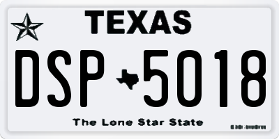 TX license plate DSP5018