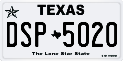 TX license plate DSP5020