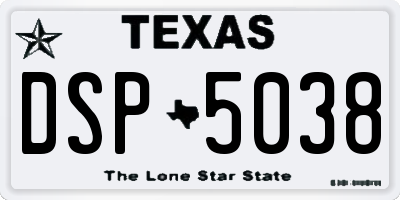 TX license plate DSP5038