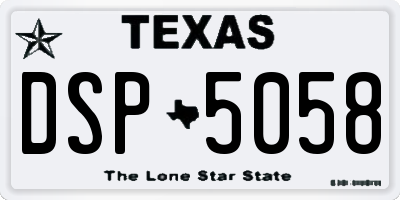 TX license plate DSP5058