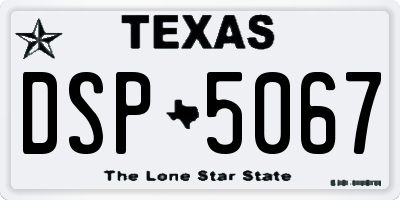TX license plate DSP5067
