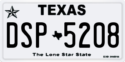 TX license plate DSP5208