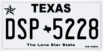 TX license plate DSP5228