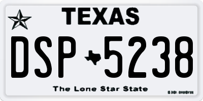 TX license plate DSP5238