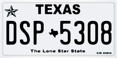 TX license plate DSP5308