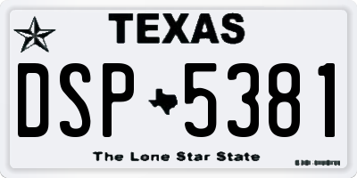 TX license plate DSP5381