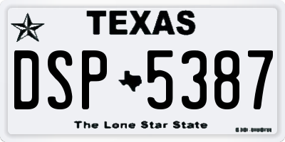 TX license plate DSP5387