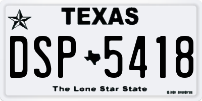 TX license plate DSP5418