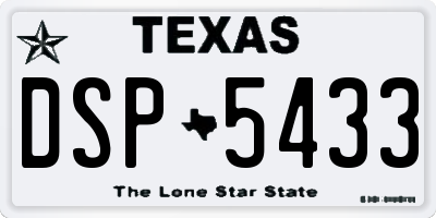 TX license plate DSP5433