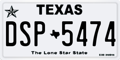 TX license plate DSP5474