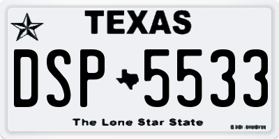 TX license plate DSP5533
