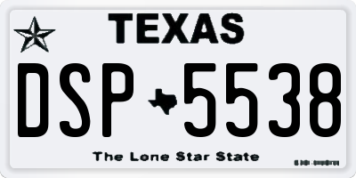 TX license plate DSP5538