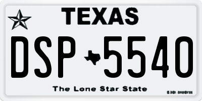 TX license plate DSP5540