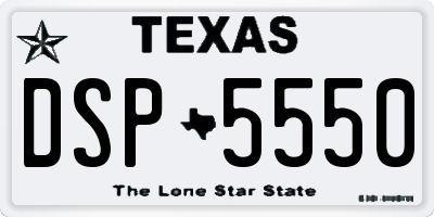 TX license plate DSP5550