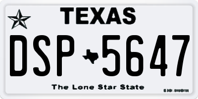 TX license plate DSP5647