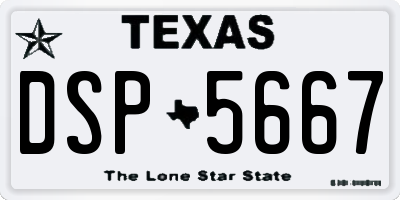 TX license plate DSP5667
