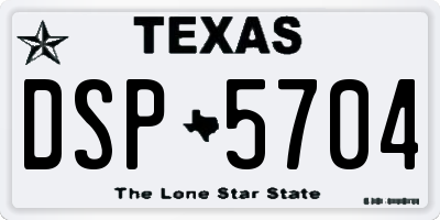 TX license plate DSP5704