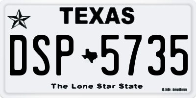 TX license plate DSP5735