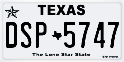 TX license plate DSP5747