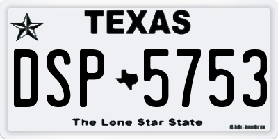 TX license plate DSP5753