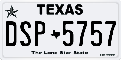 TX license plate DSP5757