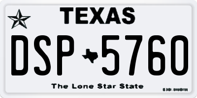 TX license plate DSP5760