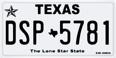 TX license plate DSP5781