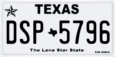 TX license plate DSP5796