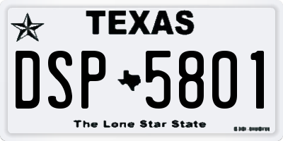 TX license plate DSP5801
