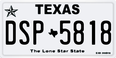 TX license plate DSP5818