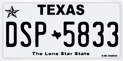 TX license plate DSP5833