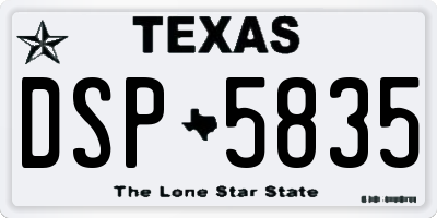 TX license plate DSP5835