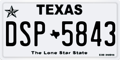 TX license plate DSP5843