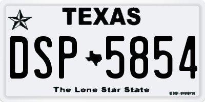 TX license plate DSP5854