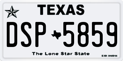 TX license plate DSP5859