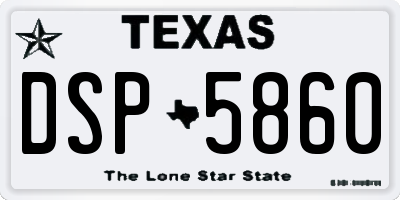 TX license plate DSP5860