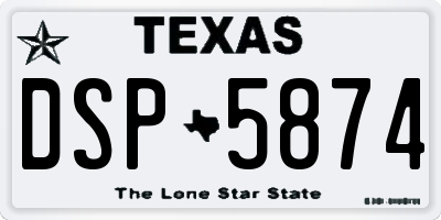 TX license plate DSP5874