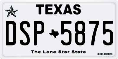 TX license plate DSP5875