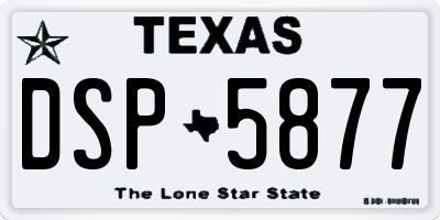 TX license plate DSP5877