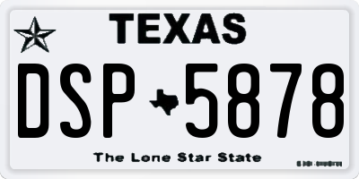 TX license plate DSP5878