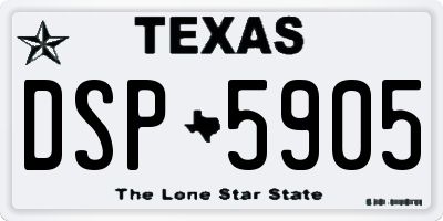 TX license plate DSP5905