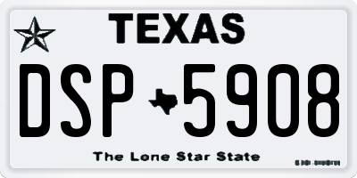 TX license plate DSP5908