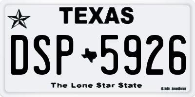 TX license plate DSP5926