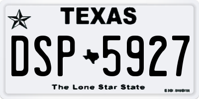 TX license plate DSP5927